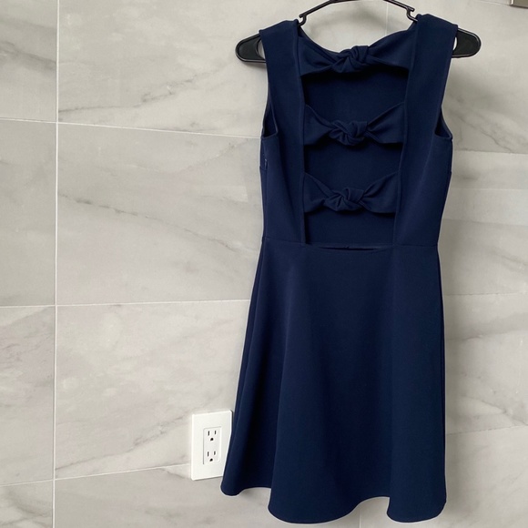 2/$16 Zara Woman Navy Fit & Flare Dress with 3 Bows in Back - Picture 3 of 5